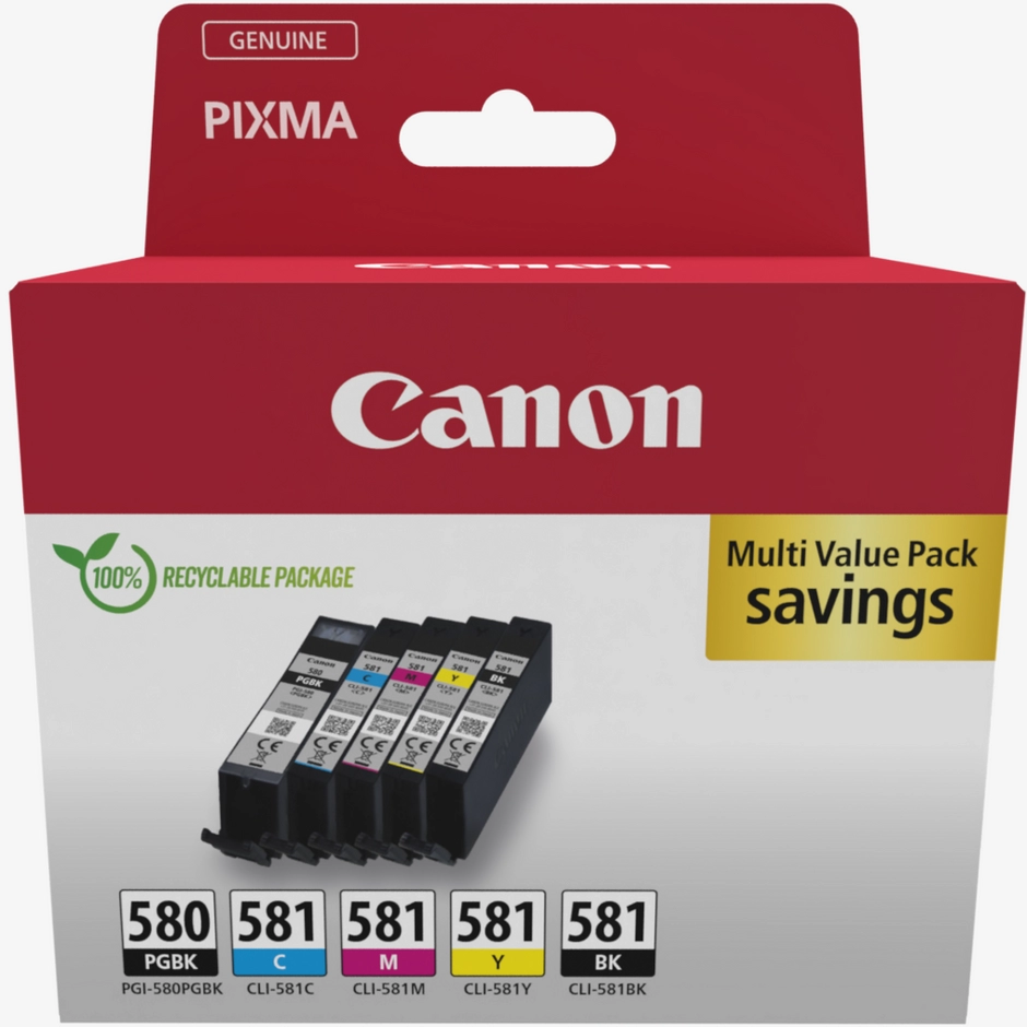 Canon PGI-580BK/CLI-581 BK/C/M/Y Pigment  + Ink Cartridge Multi Pack