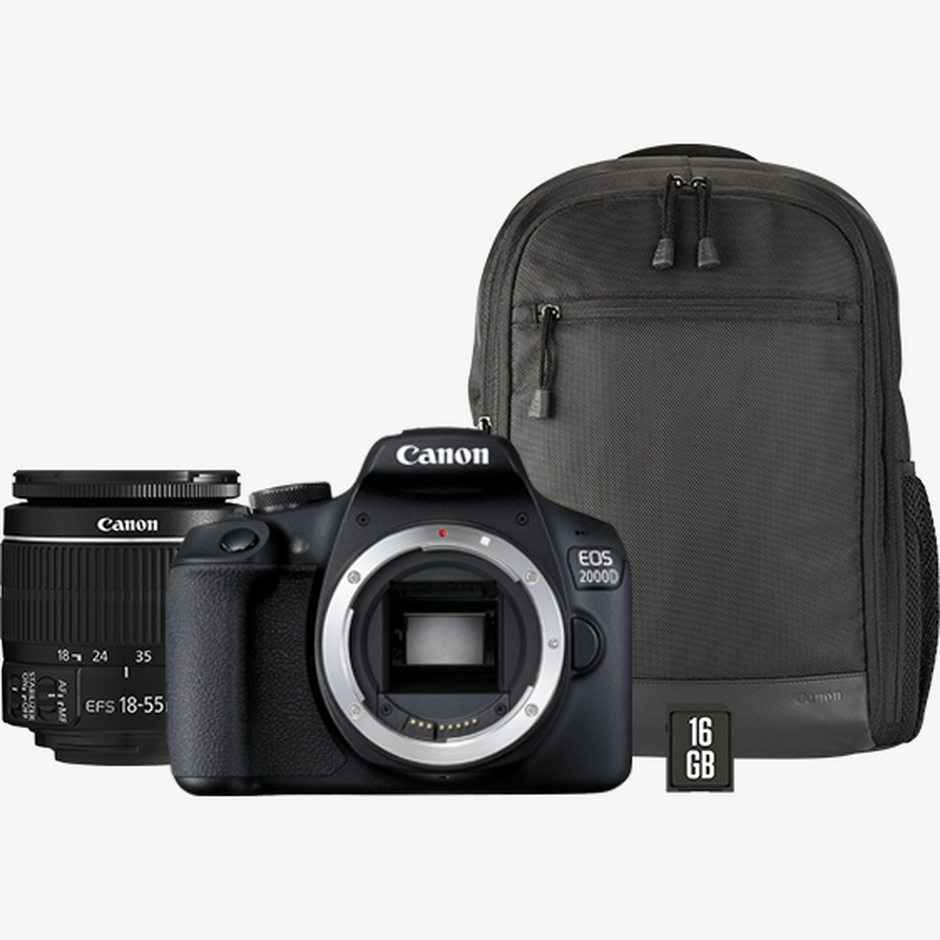 Canon EOS 2000D Camera  + EF-S 18-55mm IS II Lens + Backpack