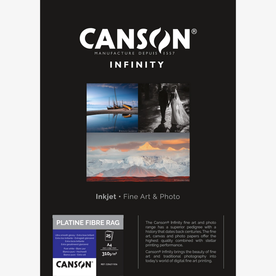 Canson Infinity Platine Fibre Rag 310 gsm, A4, 25 Sheets