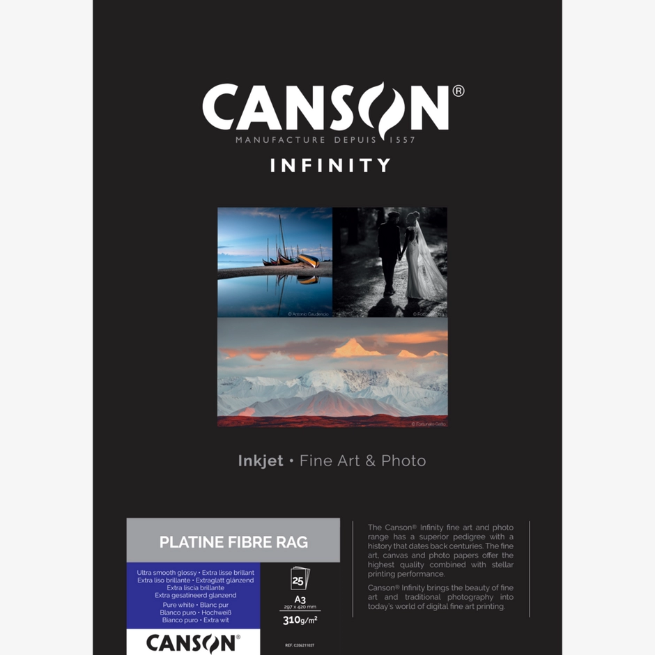 Canson Infinity Platine Fibre Rag 310 gsm, A3, 25 Sheets