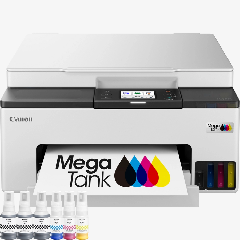 Canon MAXIFY GX1051 Wireless Colour 3-in-1 Refillable MegaTank Inkjet Printer  + 3 Extra High Yield Black Ink Bottles