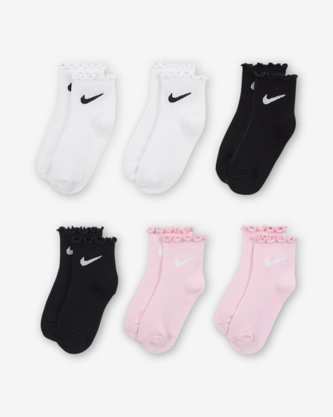 Nike Kids' Lettuce Welt Ankle Socks (6 Pairs)