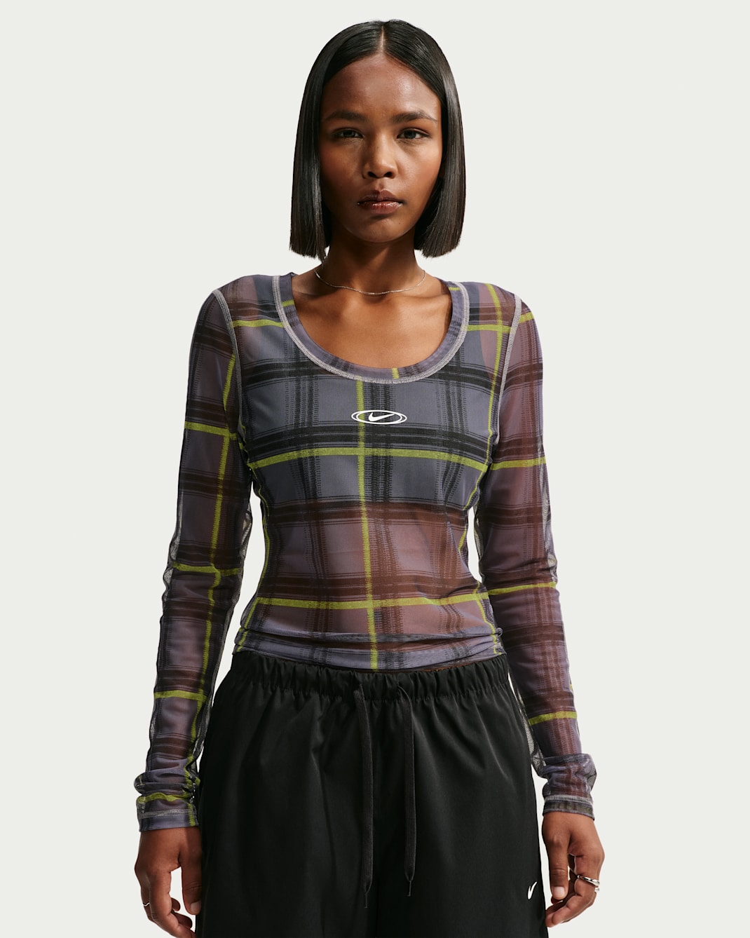 Nike Sportswear Women's Slim Long-Sleeve Checked Mesh Top