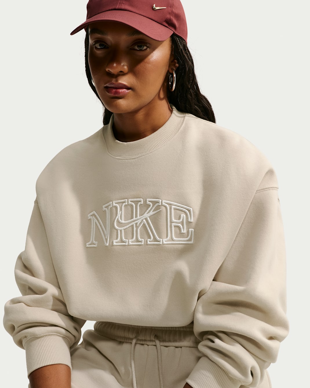 Nike Studio Fleece Medium Weight Women's Oversized Cropped Crew-Neck Sweatshirt