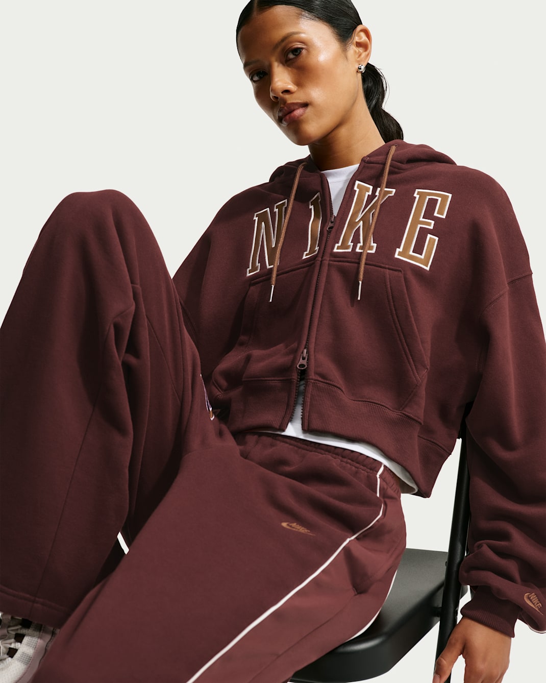Nike Studio Fleece Medium Weight Women's Oversized Full-Zip Cropped Hoodie
