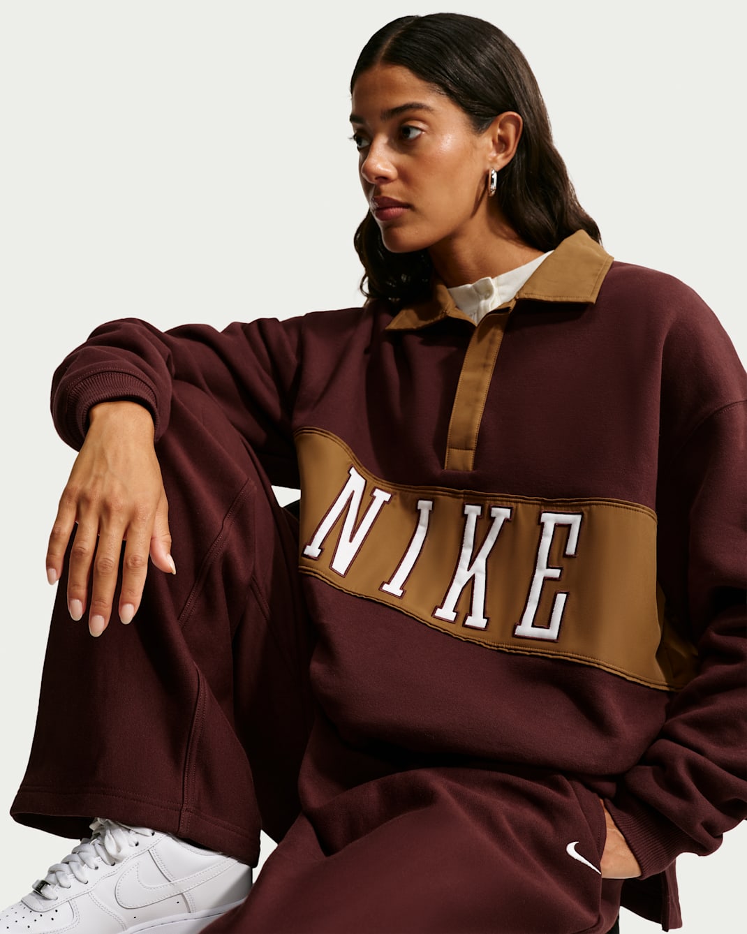 Nike Studio Fleece Medium Weight Women's Oversized Rugby Top