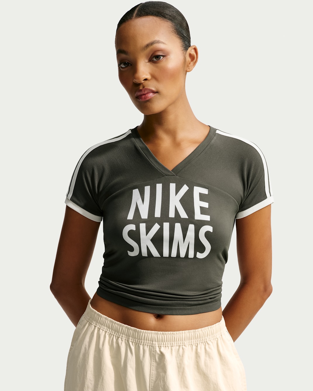 NikeSKIMS Stretch Knit Women's V-Neck Short-Sleeve Top