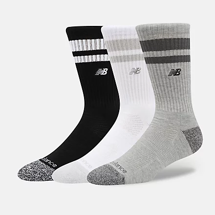 Active Premium Stripe Crew Socks 3 Pack