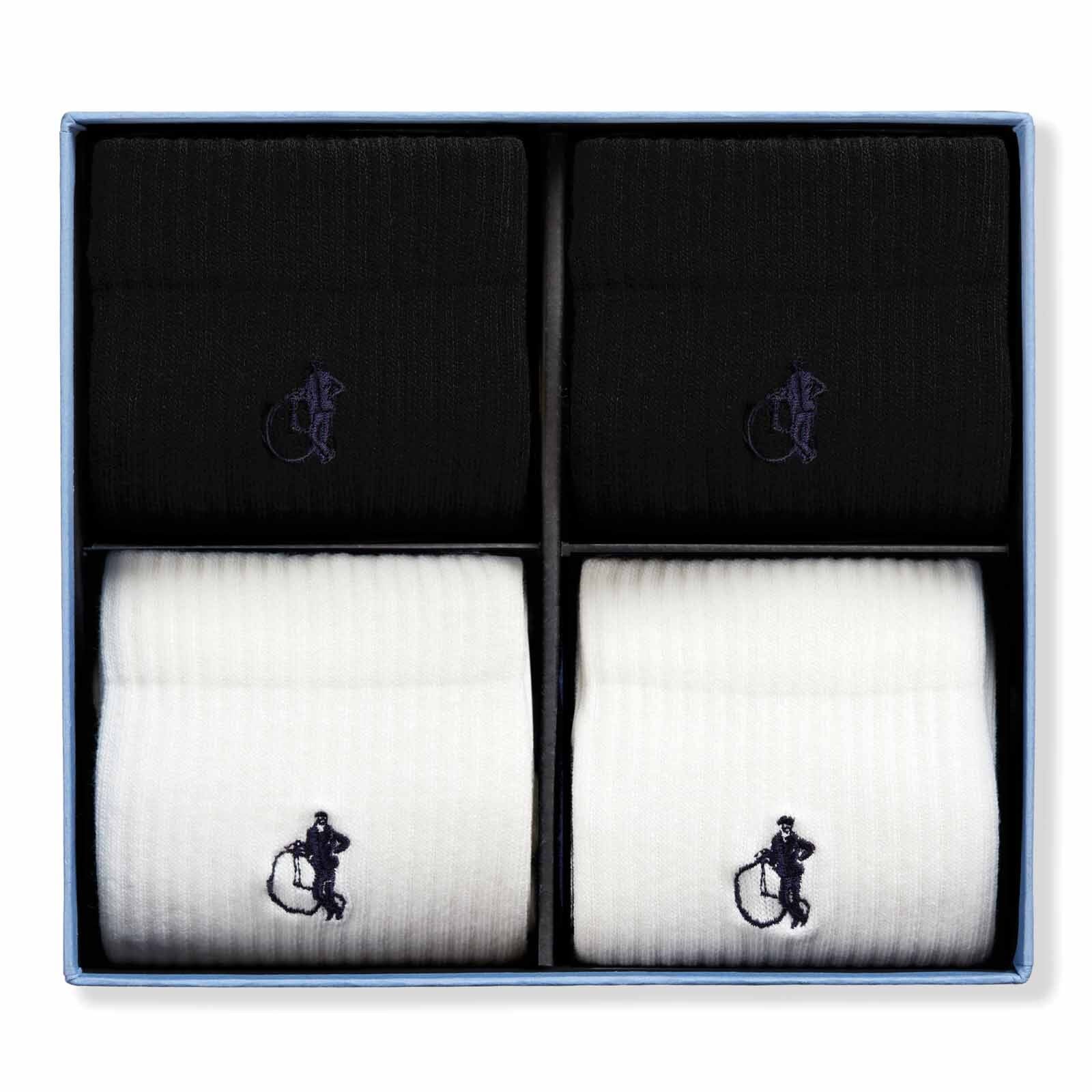 Simply Active Crew, White & Black, 4-Pair Box
