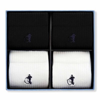 Simply Active Crew, White & Black, 4-Pair Box