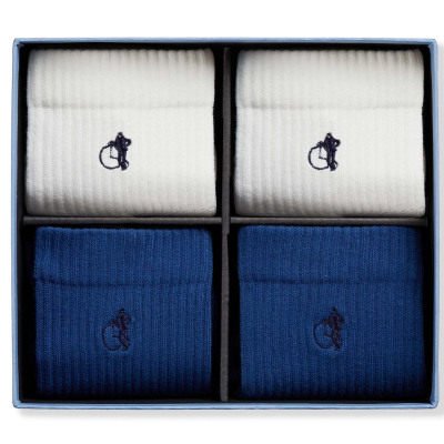 Simply Active Quarter, White & Navy, 4-Pair Box