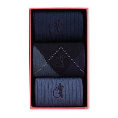 Blue Argyle, 3-Pair Box